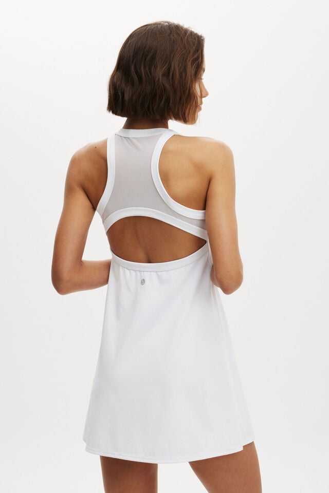 Active Mesh Back Dress, WHITE