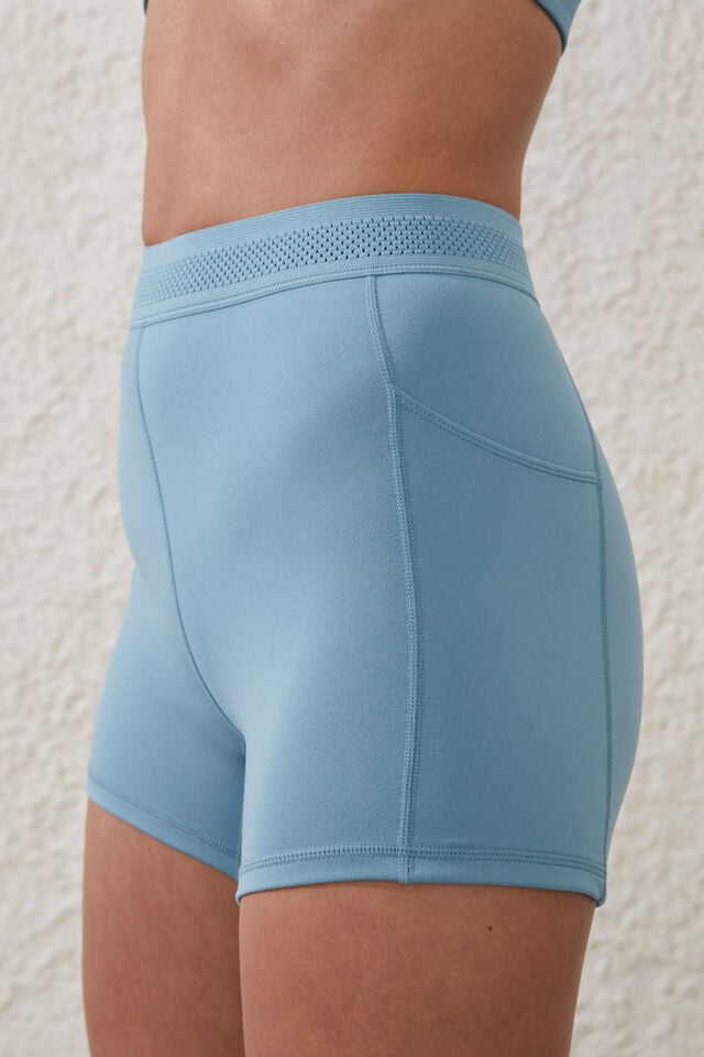 Short - Ultra Soft Elastic Waistband Shortie Short, STONE BLUE