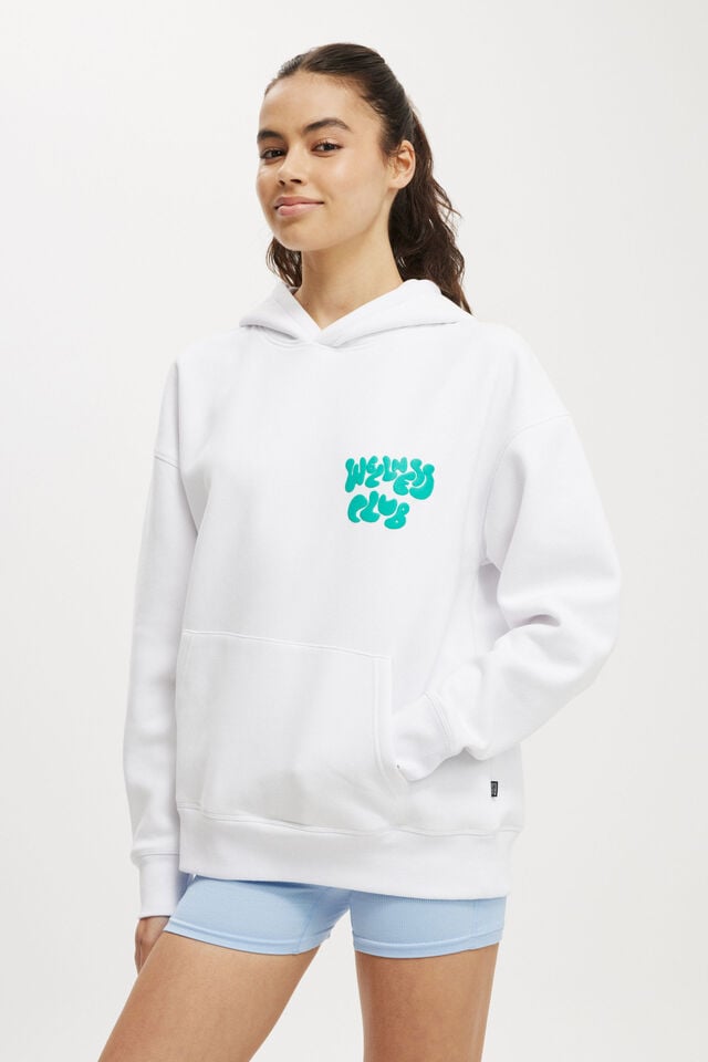 Plush Premium Graphic Hoodie, WHITE/WELLNESS CLUB ARCADIA