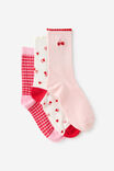 Gift Sleep Sock 3Pk, PINK CHECK/HEART DITSY - example image 2
