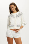 Button Up Cardigan, COCONUT MILK CHILL GIRL FAIRISLE - example image 2