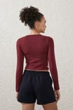 Ultra Soft Fitted Long Sleeve Top, CABERNET - alternate image 3