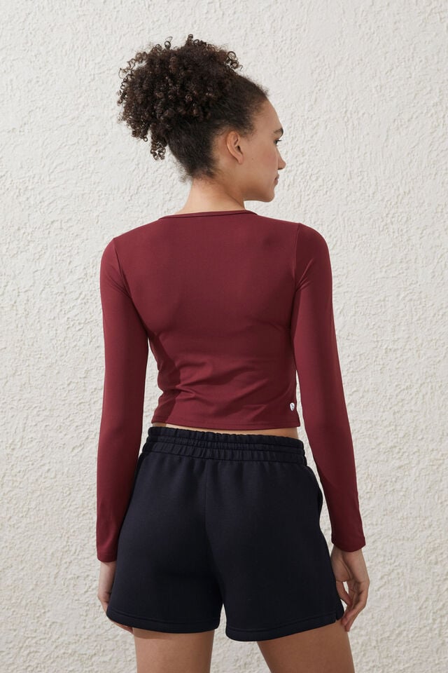 Ultra Soft Fitted Long Sleeve Top, CABERNET