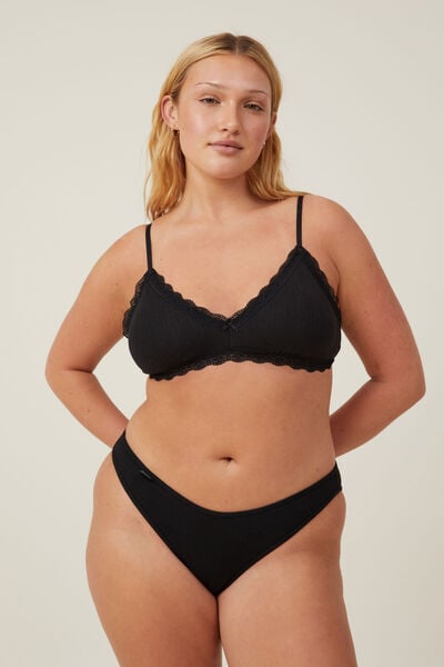 Cotton On Body Ultimate Comfort Lace Bralette Black - Onceit