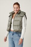 The Recycled Mother Hooded Puffer Vest 2.0, DUSTY KHAKI - alternate image 4