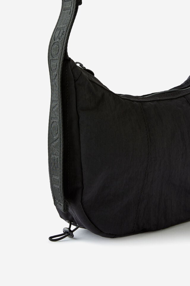 Scrunched Shoulder Bag, BLACK