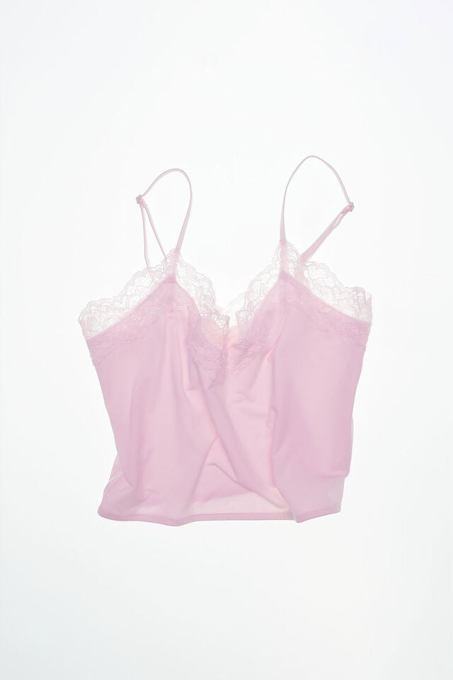 Soft Lounge Lace Trim Cami, TENDER TOUCH PINK