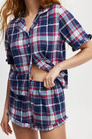 Flannel Short Sleeve Shirt And Short Sleep Set, TONI CHECK/NAVY/WHITE AND RED - alternate image 2