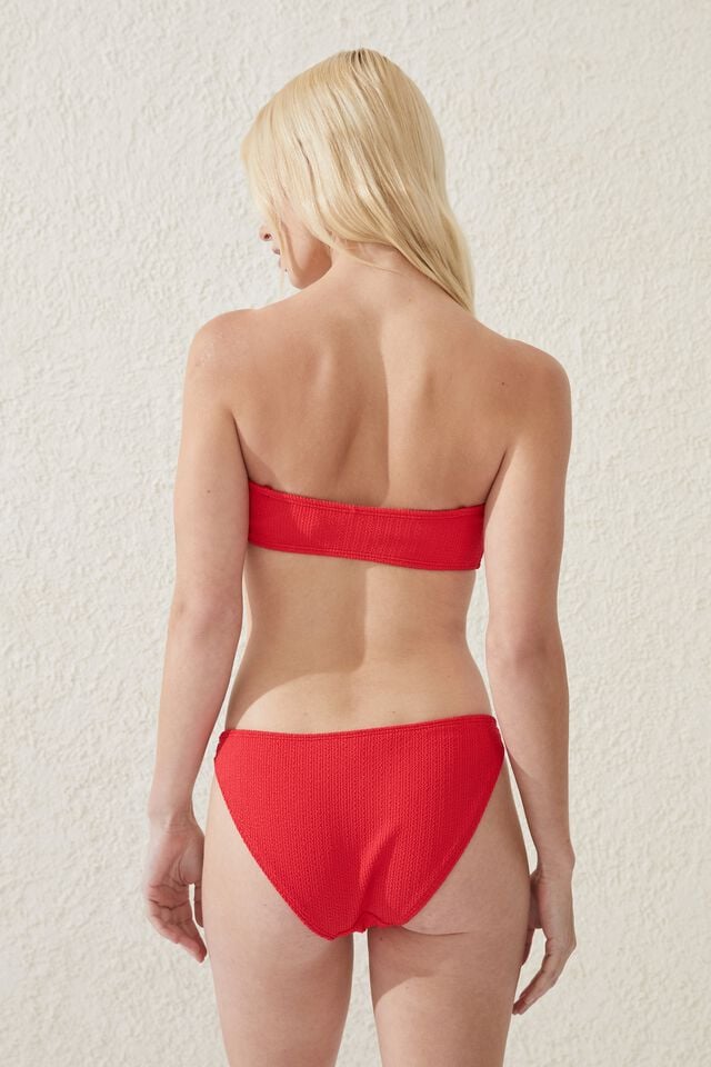 Bandeau Bikini Top, LOBSTER RED CRINKLE