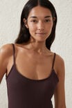 Thin Strap Low Scoop One Piece Cheeky, WILLOW BROWN CRINKLE - alternate image 2