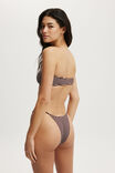 Curved Bandeau Bikini Top, WILLOW BROWN CRINKLE STRIPE - alternate image 3