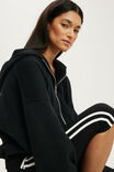 Plush Oversized Cocoon Zip Through, BLACK - example image 2
