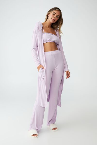 Sleep Recovery Bed Robe, PINK ORCHID RIB