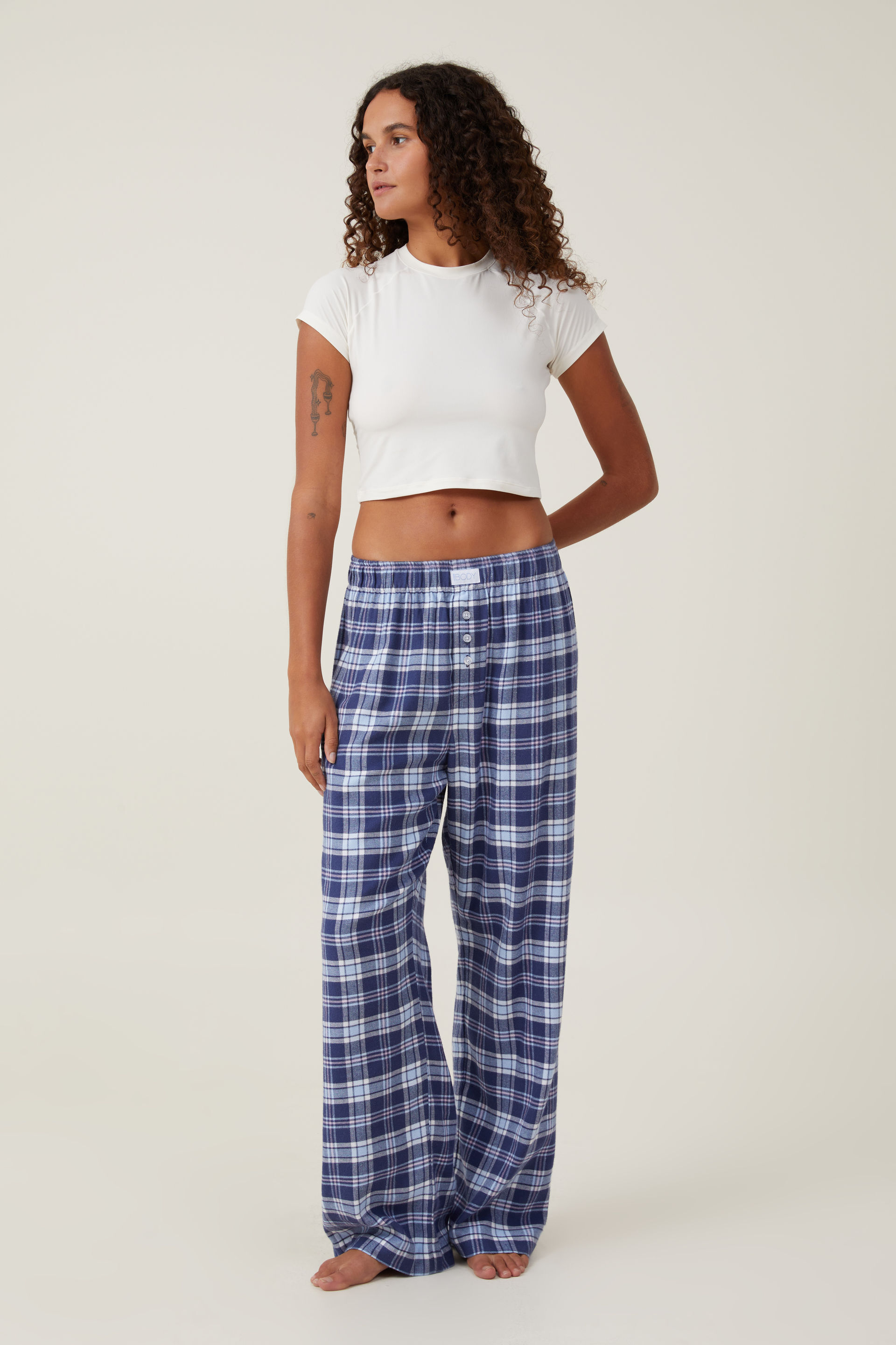 Women's Flannel Pajama Pants - Stars Above™ Cream Tartan Lurex Xxl : Target