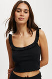 Rib Ruffle Cami, BLACK - alternate image 2