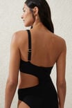 One Shoulder Cut Out One Piece Cheeky, BLACK - alternate image 2