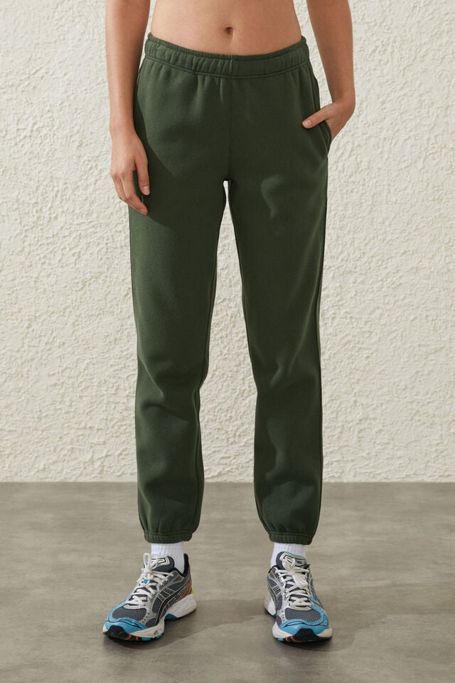 Plush Essential Gym Trackpant, FOREST GREEN