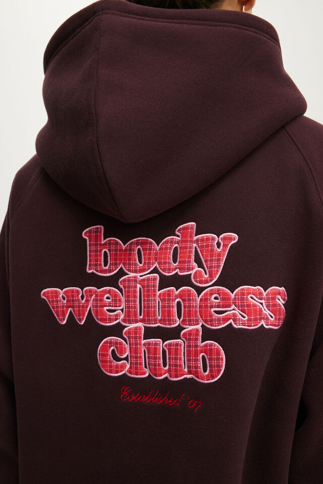 Plush Premium Graphic Raglan Hoodie, ITALIAN PLUM/OFF SEASON