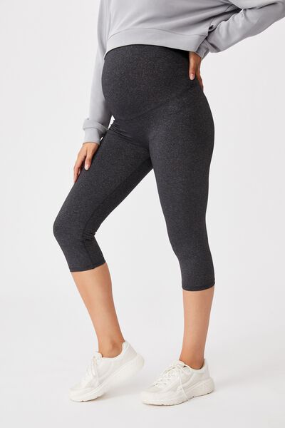 Maternity Core Capri Over Belly Tight, CHARCOAL MARLE