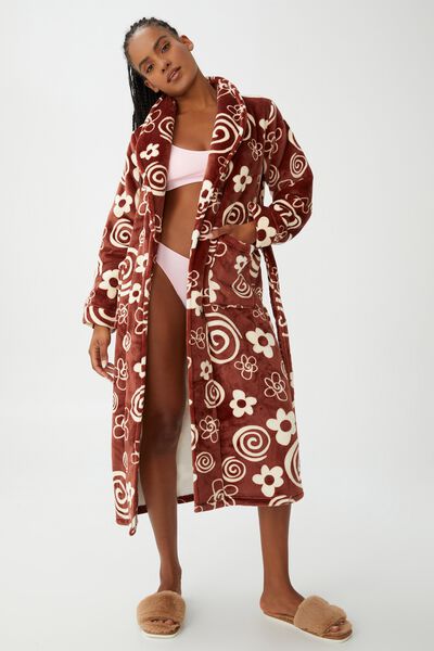 Ultra Soft Luxe Robe, FONDUE FUDGE FLOWER SWIRL