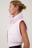 The Mother Puffer Panelled Crop Vest, CHERRY DREAM - alternate image 2