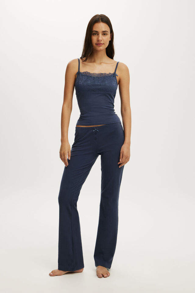 Dreamy Soft Lace Overlay Cami, STEELY BLUE WASH