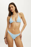 Soft Dip High Side Brazilian Bikini Bottom, CLEAR SEA BLUE TEXTURE STRIPE - example image 4