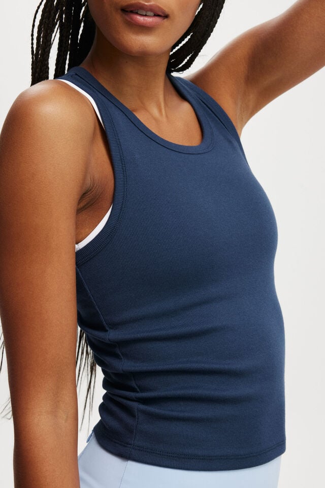 Active Core Rib Racer Tank, DARK WATER