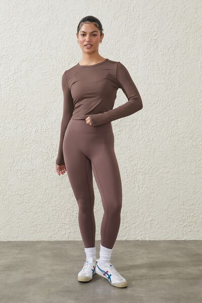 Ultra Soft Yoga Full Length Tight Asia Fit, DEEP TAUPE
