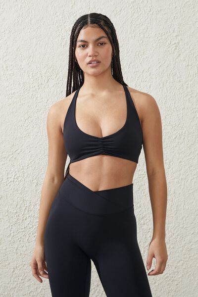 Ultra Luxe Strappy Back Crop, BLACK