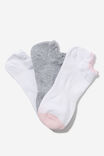 Body Low Cut Frill Socks 3Pk, MILLENNIAL PINK / GREY MARLE - alternate image 1