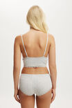 Organic Cotton Lace Padded Longline Bralette, GREY MARLE POINTELLE - alternate image 3