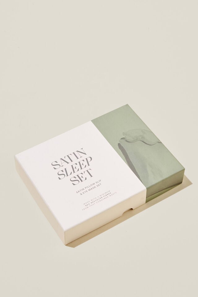 Luxe Satin Sleep Set Personalised, MOSS GREEN