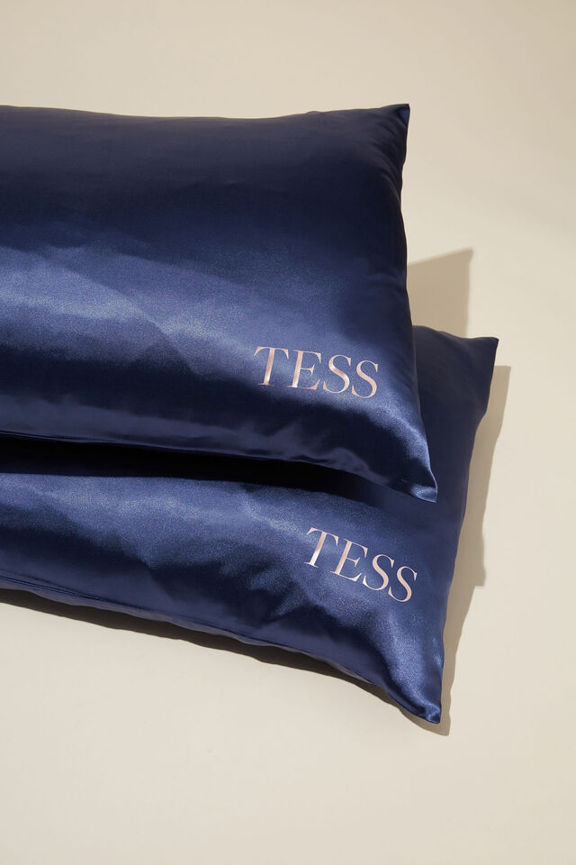 Luxe Satin Pillowslip Duo Personalised, TRUE NAVY