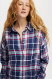 Flannel Boyfriend Long Sleeve Shirt, TONI CHECK/NAVY/WHITE AND RED - alternate image 2