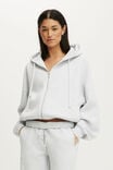 Plush Oversized Cocoon Zip Through, CLOUDY GREY MARLE - example image 1