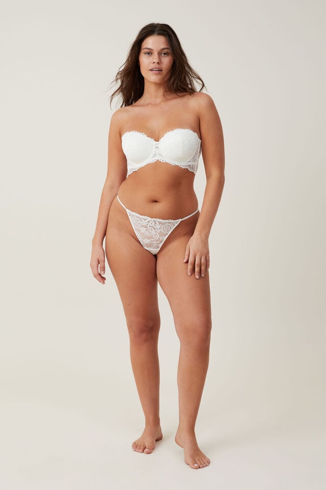 Butterfly Lace Tanga Thong Brief, CREAM