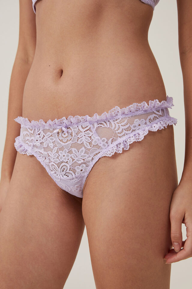 Butterfly Lace G String Brief, LILAC BREEZE