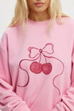 Novelty Sleep Fleece, WASHED PINK/ CHERRY BOW - alternate image 2