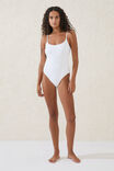 Thin Strap Low Scoop One Piece Cheeky, WHITE CRINKLE - alternate image 4