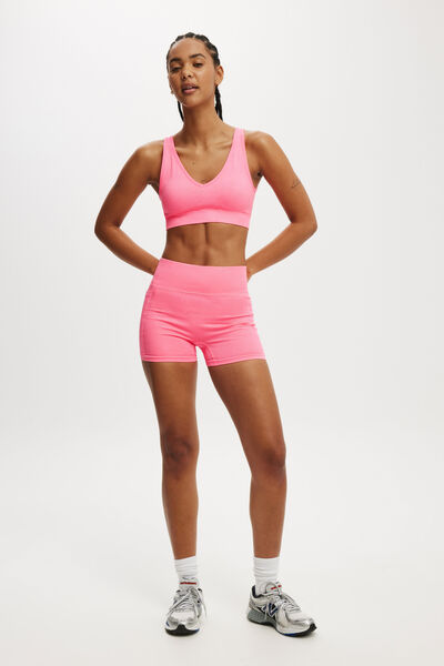 Seamless Pocket Shortie Short, WASHED NEON PINK