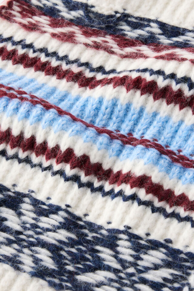 Body Chunky Knit Scarf, CLOUD DANCER FAIRISLE