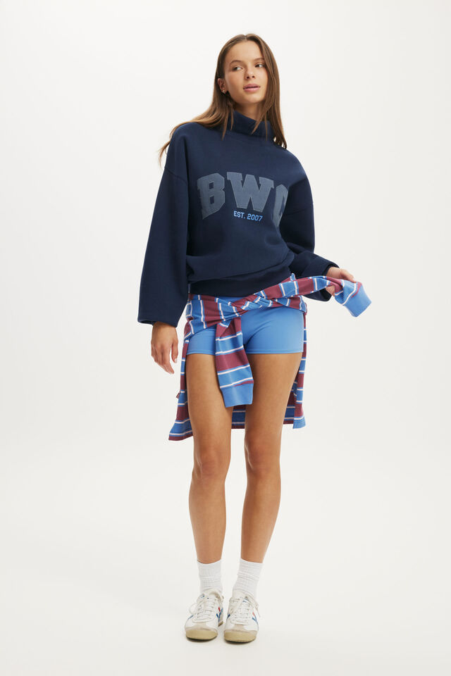 Plush Funnel Neck Sweatshirt, PREP SPORT NAVY/BWC