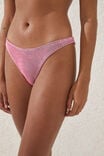 Refined High Side Brazilian Bikini Bottom, NEON CRUSH/BLACK CRINKLE - alternate image 2