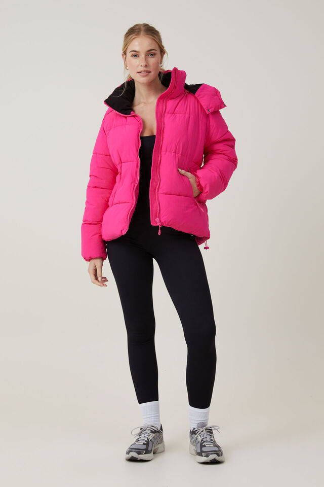 The Recycled Mother Puffer Jacket 3.0, WATERMELON/POLAR FLEECE