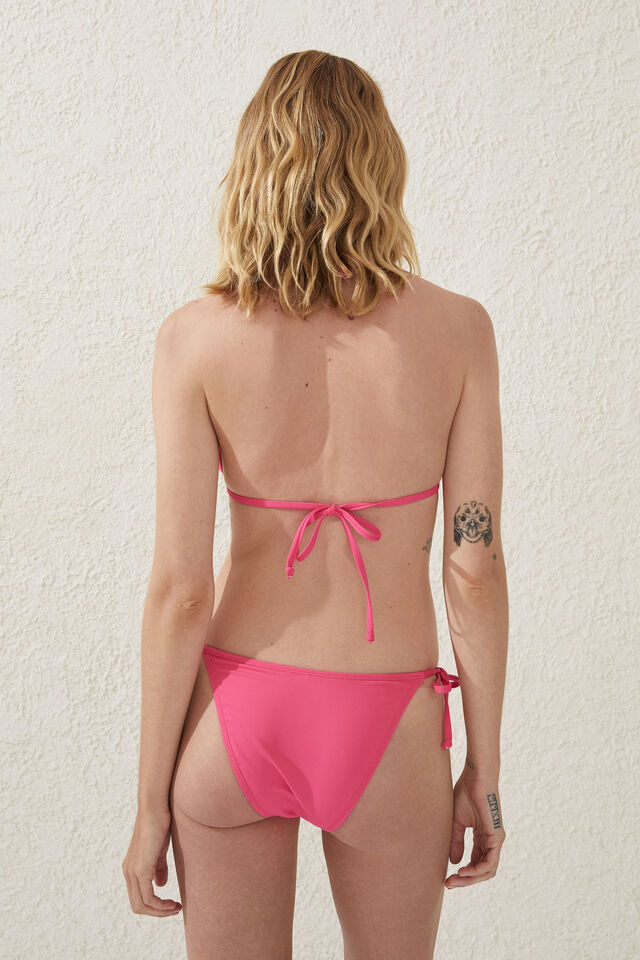 Fixed Tie Side Brazilian Bikini Bottom, PINK SPLASH