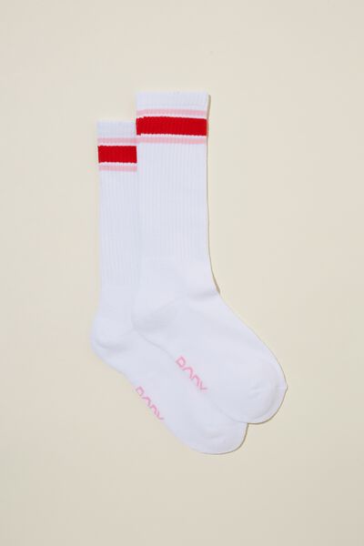 Active Tube Sock, WHITE/ PINK/ RED