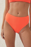 Highwaisted Cheeky Bikini Bottom, VIBRANT ORANGE CRINKLE - alternate image 2