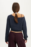 Fluffy Off The Shoulder Knit, STEELY BLUE - example image 3