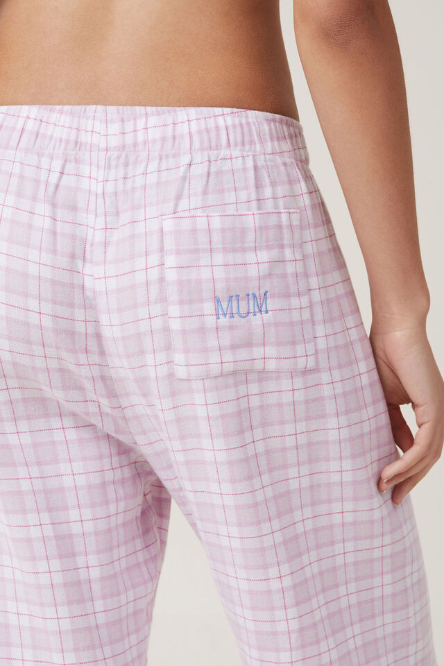 Flannel Boyfriend Boxer Pant Personalised, PINK CHECK